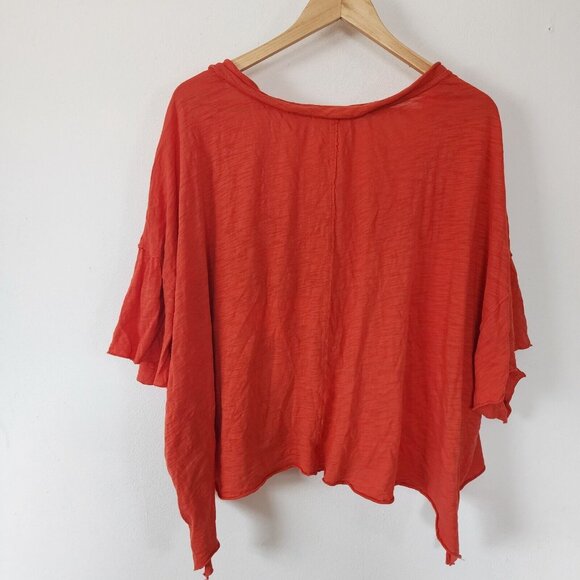 Womens We The Free Orange Flowy Large Shirt - Picture 6 of 7